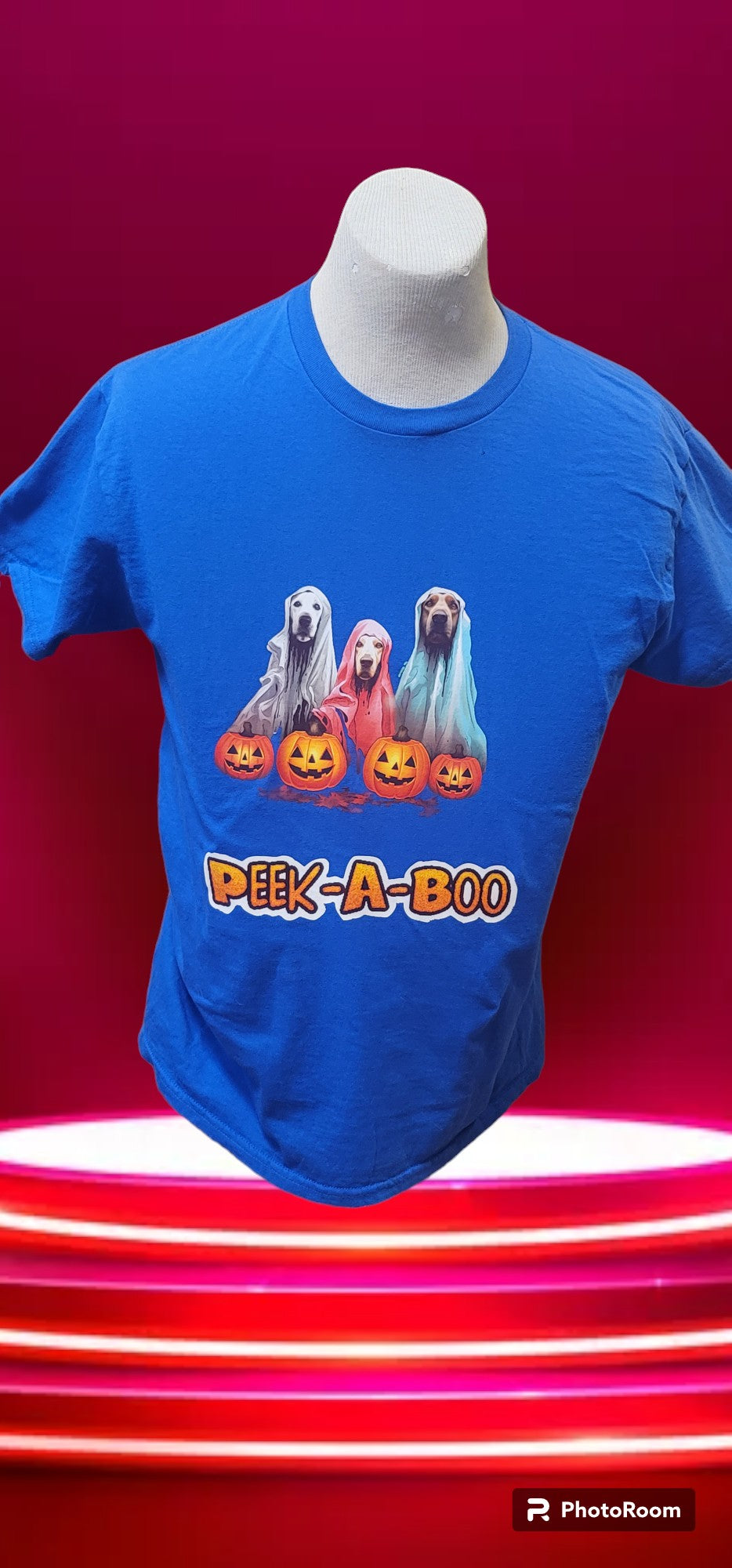 Custom Graphic T-Shirt Dogs in Costume Peek a Boo Design