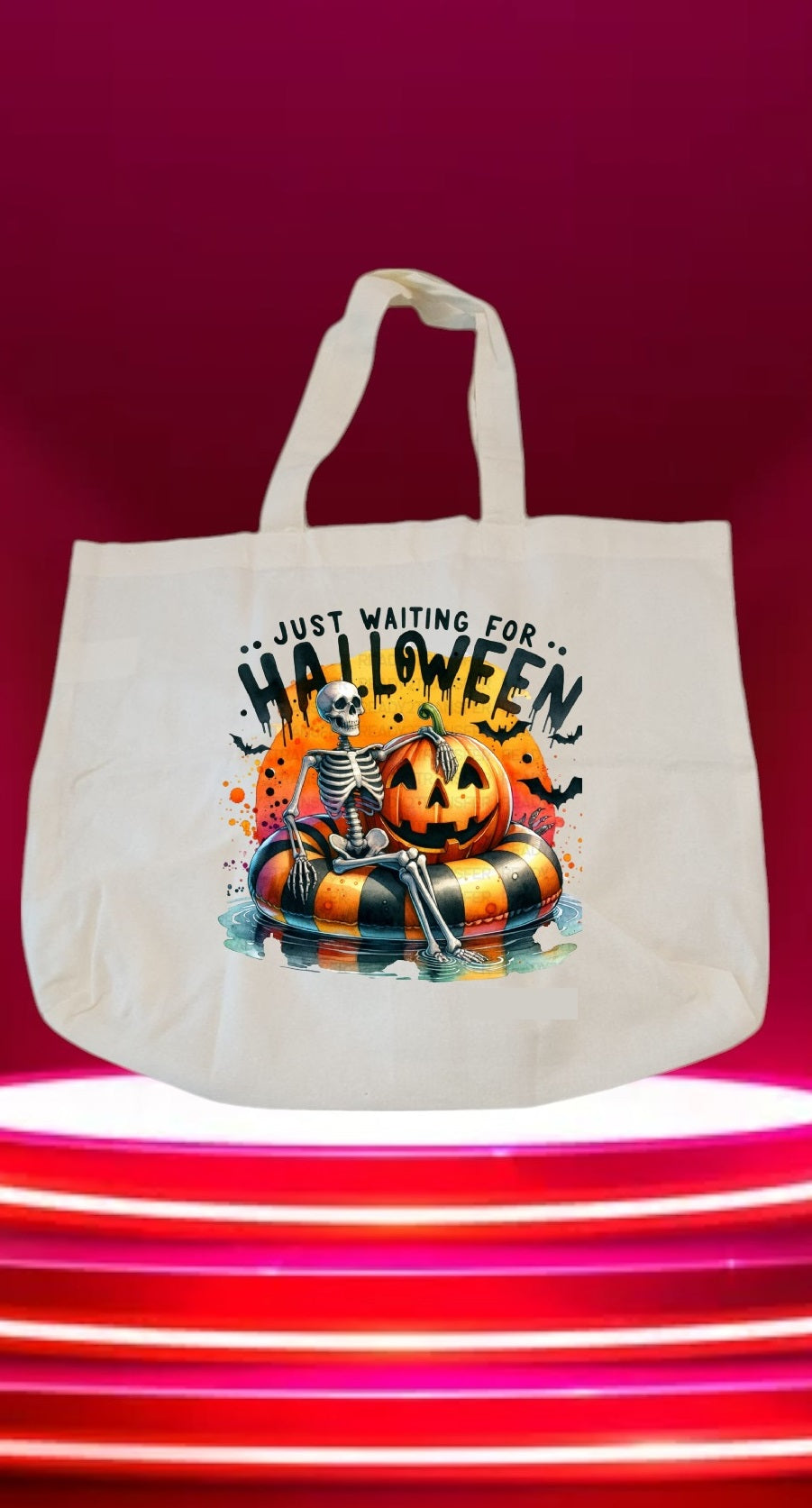 Custom Graphic Halloween Tote Bag Just waiting for Halloween