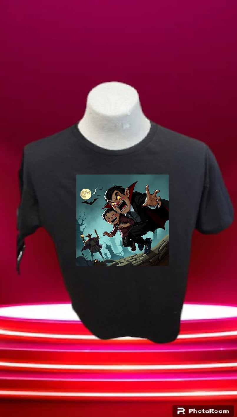 Custom graphic T-Shirt Count Dracula & Son Design LG BK