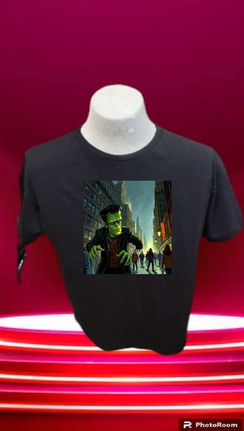 Custom graphic T-Shirt Frankenstein in downtown Design LG BK