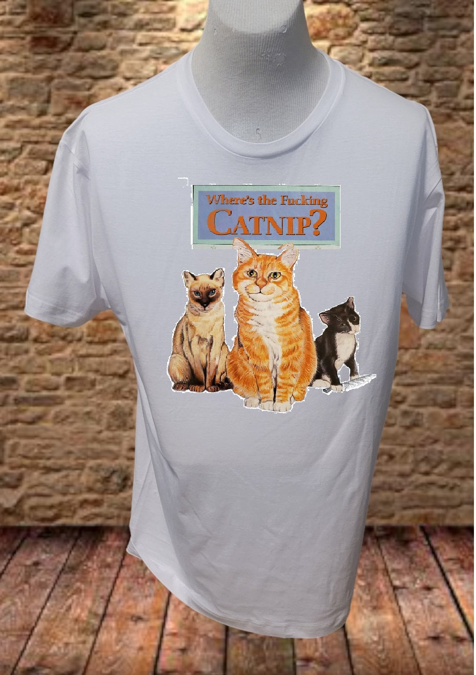 Custom Graphic T-Shirt Where's The Catnip design WH LG