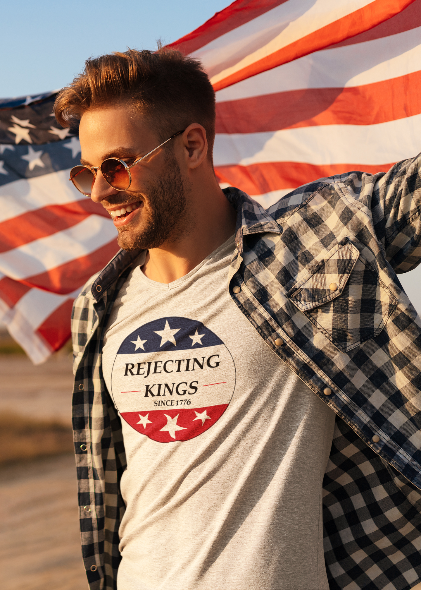 Custom graphic T-Shirt Rejecting Kings Since 1776 Design LG BK