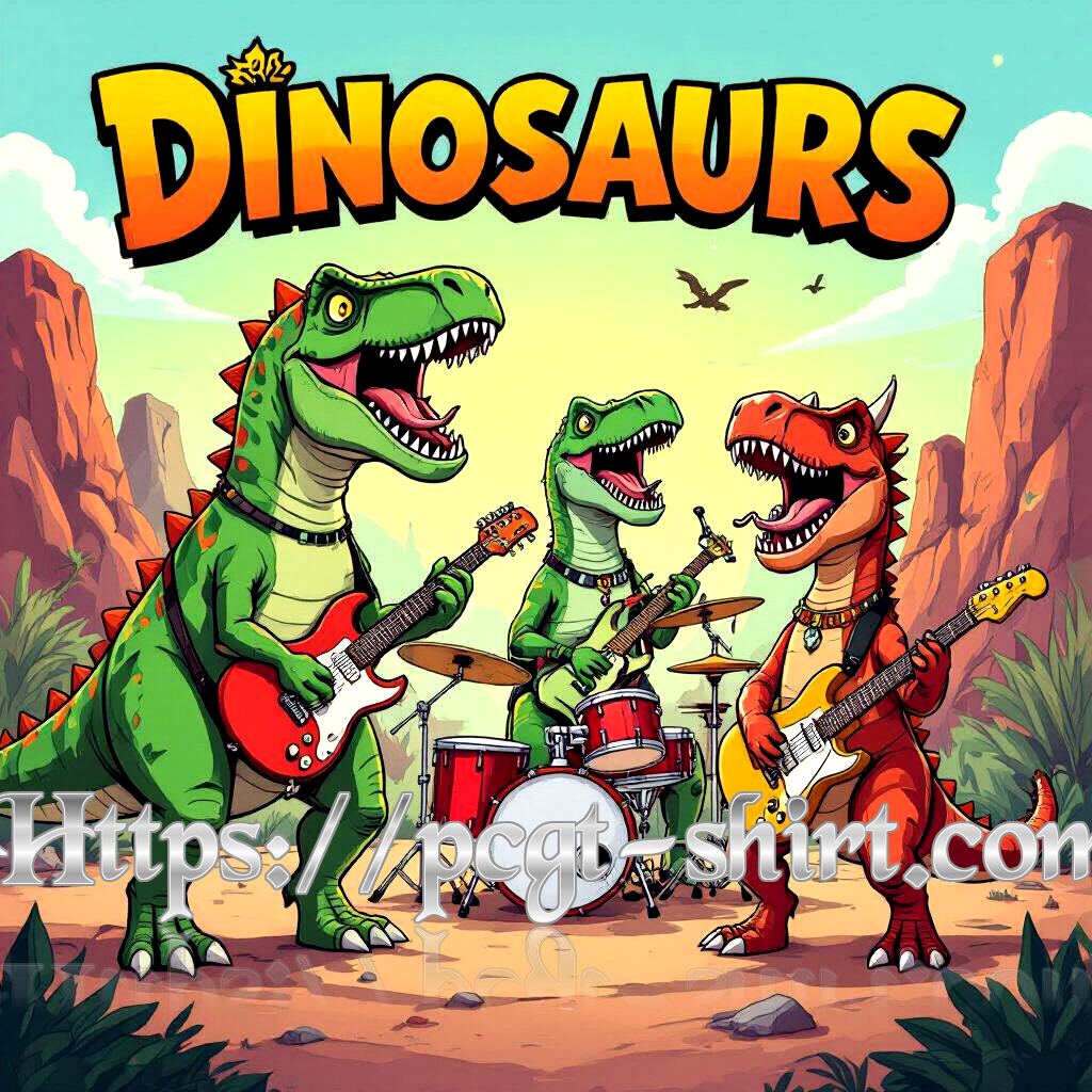 Custom graphic T-Shirt Dinosaurs Rock LG WH