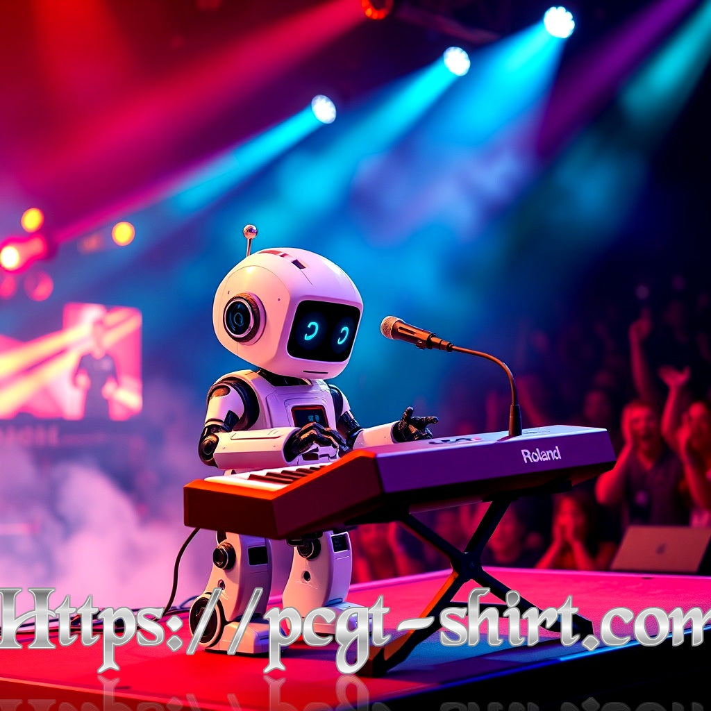 Custom graphic T-Shirt Robo Keyboadist LG BK