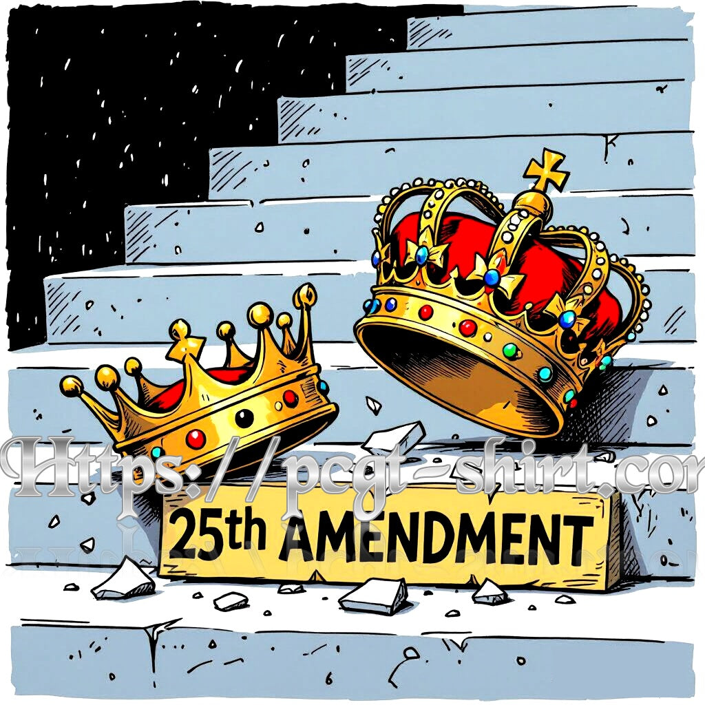 Custom graphic T-Shirt 25th Amendment w/ two crowns LG WH