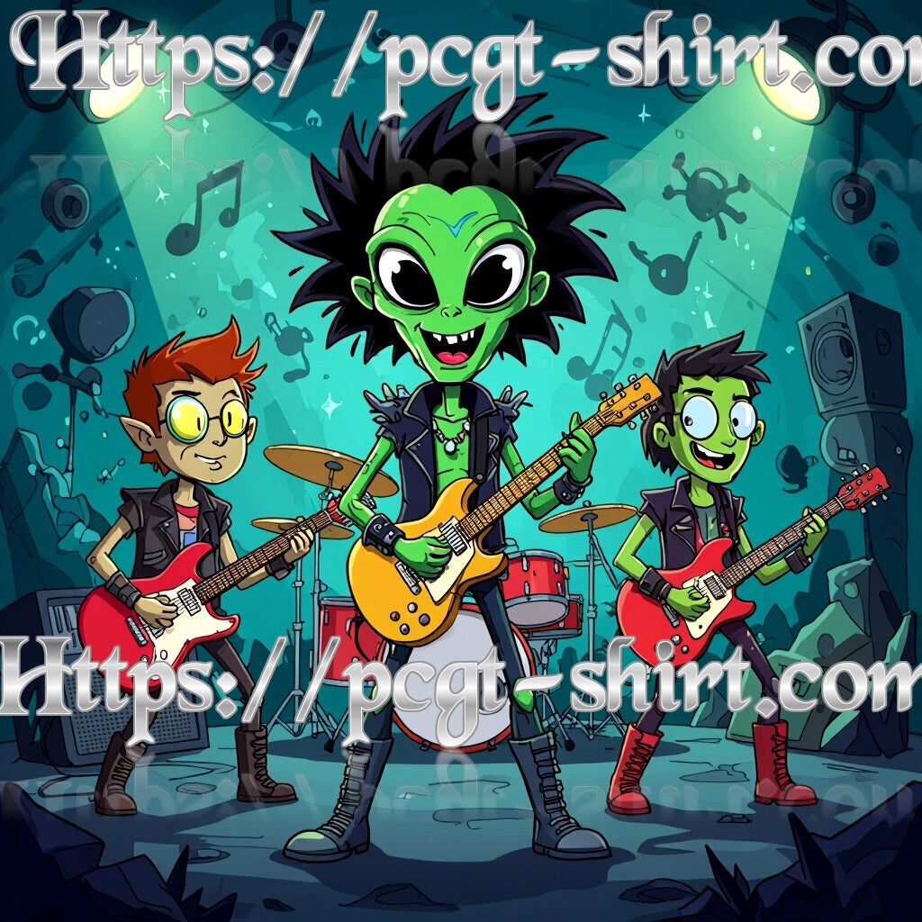 Custom graphic T-Shirt Alien Rock LG BK