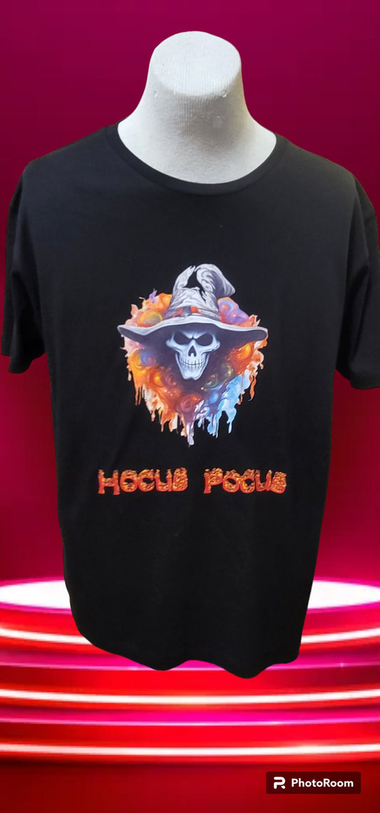 Custom Graphic T-Shirt Skull With Hat Hocus Pocus design