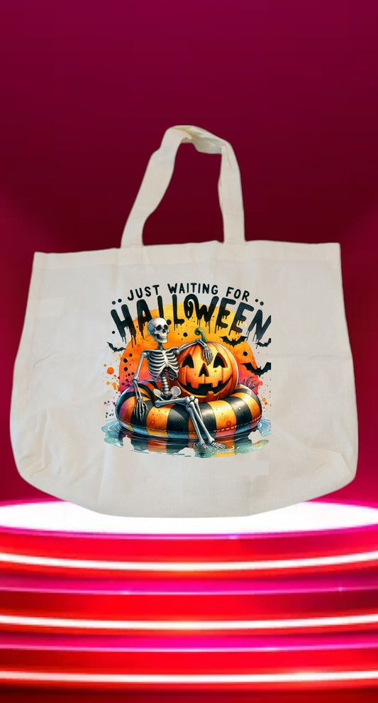 Custom Graphic Halloween Tote Bag Just waiting for Halloween