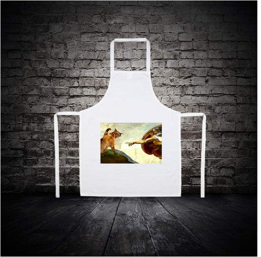 Custom Graphic Apron Cat Touch by God  WH
