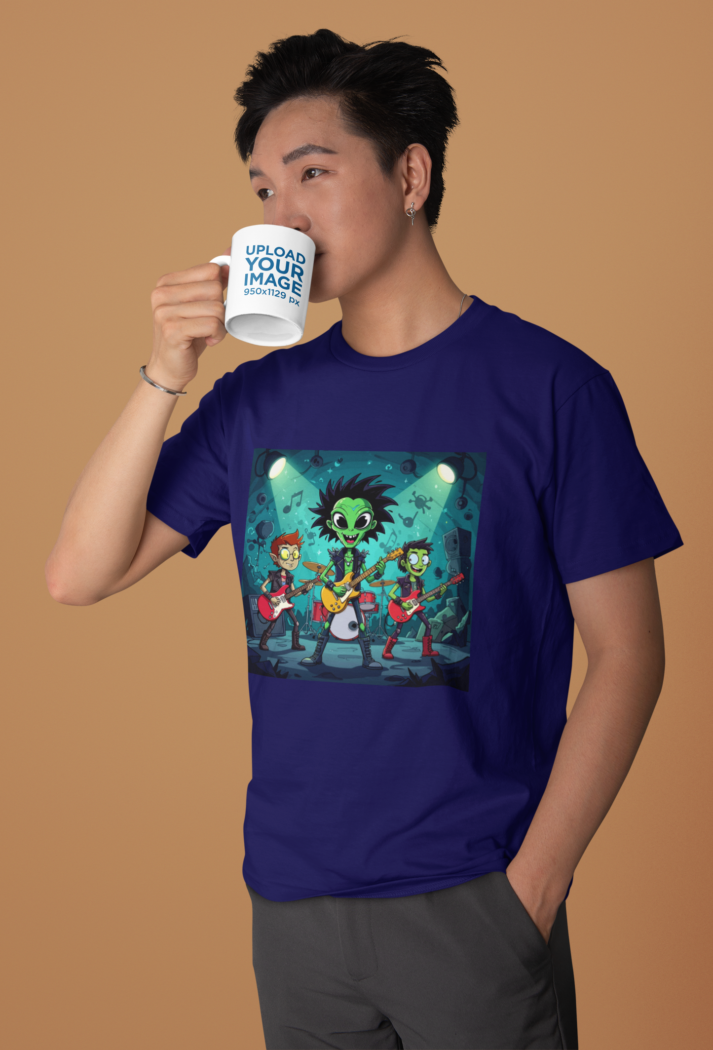 Custom graphic T-Shirt Alien Rock LG BK