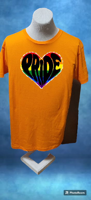 Custom Graphic T-shirt Pride Heart Blk lettering design