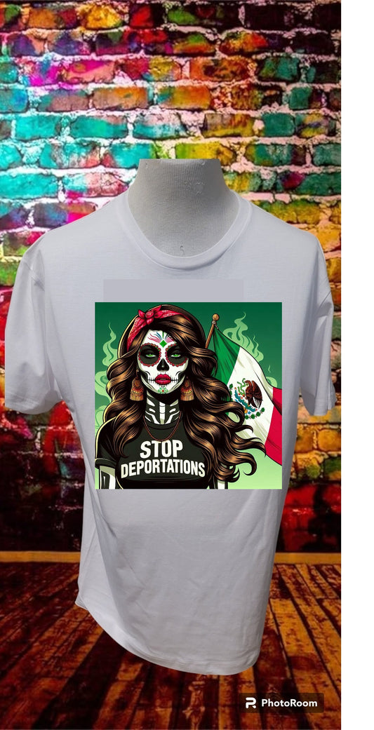 Custom graphic T-Shirt Stop Deportation Design LG WH