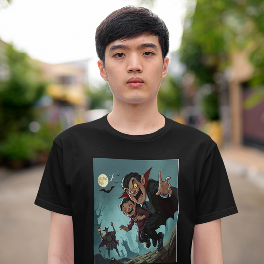 Custom graphic T-Shirt Count Dracula & Son Design LG BK