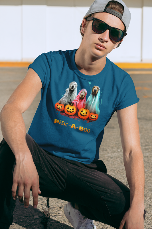 Custom Graphic T-Shirt Dogs in Costume Peek a Boo Design