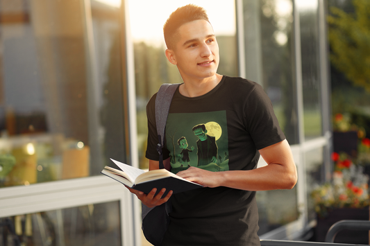 Custom graphic T-Shirt Frankenstein & Son Design LG BK