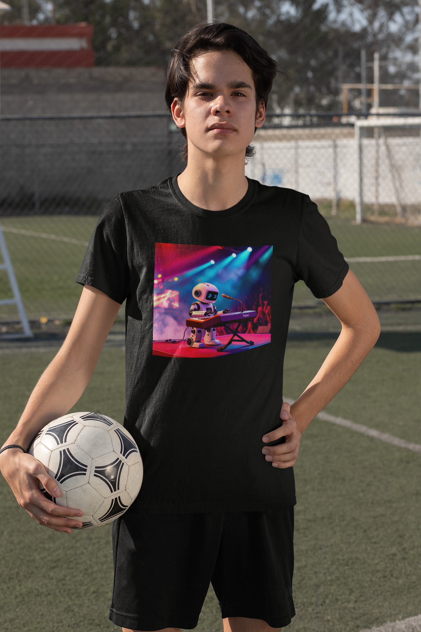 Custom graphic T-Shirt Robo Keyboadist LG BK